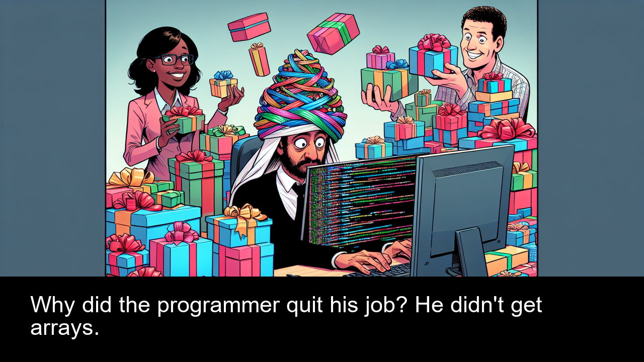 Why did the programmer quit his job? He didn't get arrays.