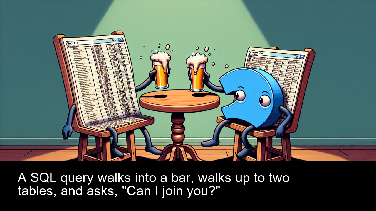 A SQL query walks into a bar, walks up to two tables, and asks, "Can I join you?"